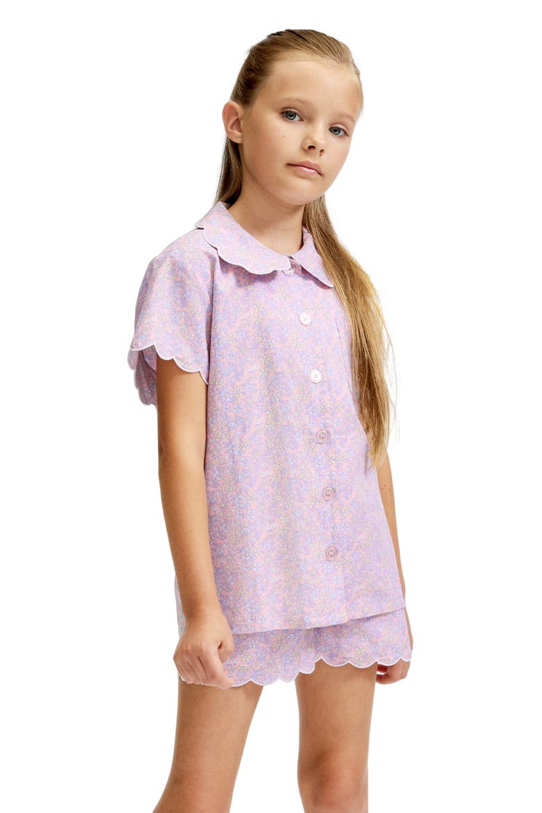 Kids' Colette Twill Two-Piece Short Pajamas, Alternate, color, PINK