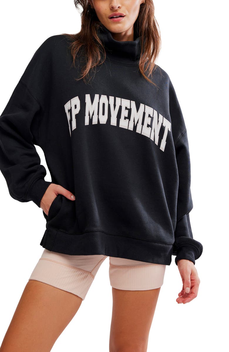 Free People FP Movement Victory Sweatshirt & Shorts Set, Alternate, color, Black/ Ballet Slipper