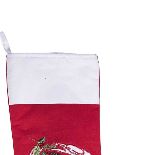 C & F Home C&f Home 8.5" X 20" Holiday Crab Holding Holly Branch Christmas Stocking In Red