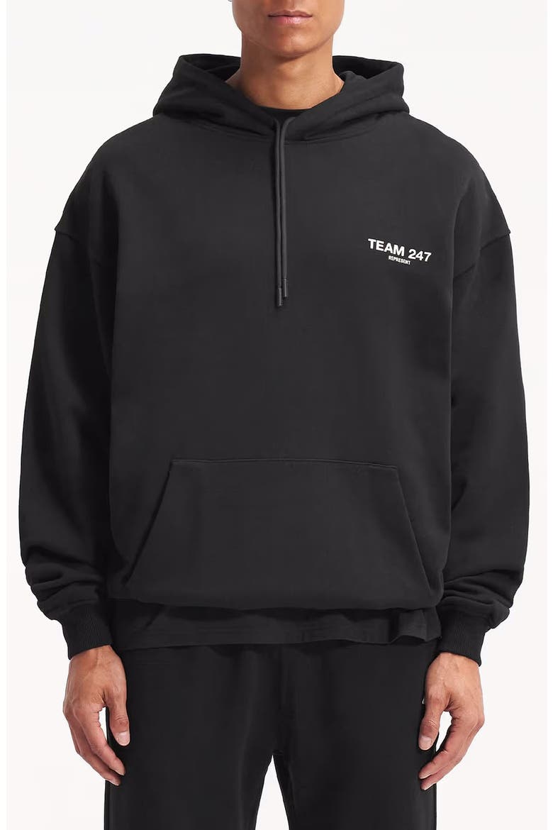 Team 247 Oversize Graphic Hoodie, Main, color, JET BLACK