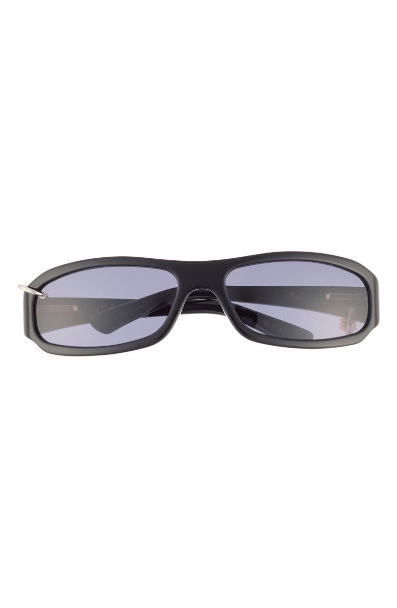 DEZI Chula 60mm Wrap Sunglasses, Main, color, Black/ Blackout