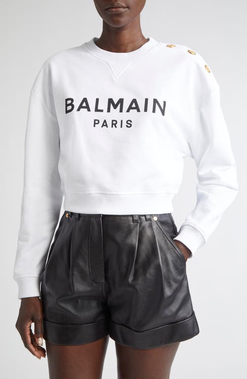 Balmain Crop Logo Graphic Sweatshirt