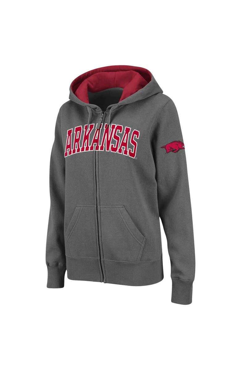 COLOSSEUM Women's Colosseum  Charcoal Arkansas Razorbacks Arched Name Full-Zip Hoodie, Alternate, color, Charcoal
