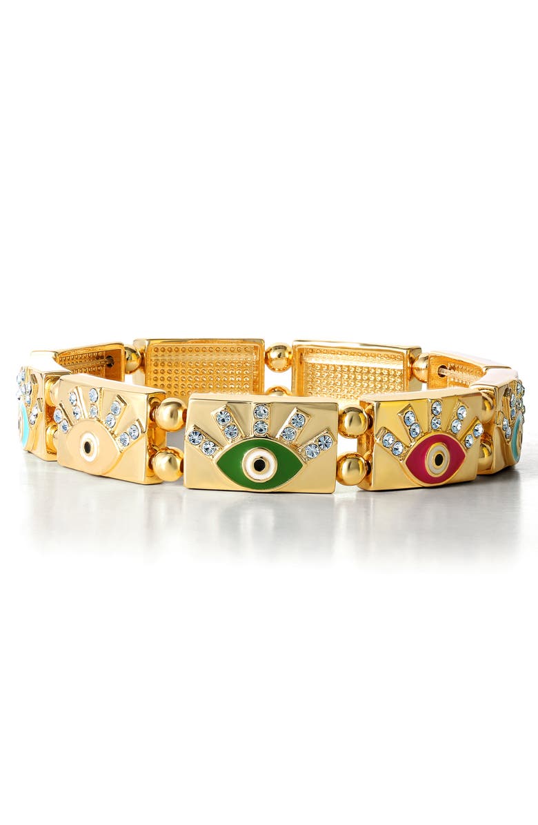 Jessica Simpson Gold-Tone Evil Eye Bracelet, Main, color, 