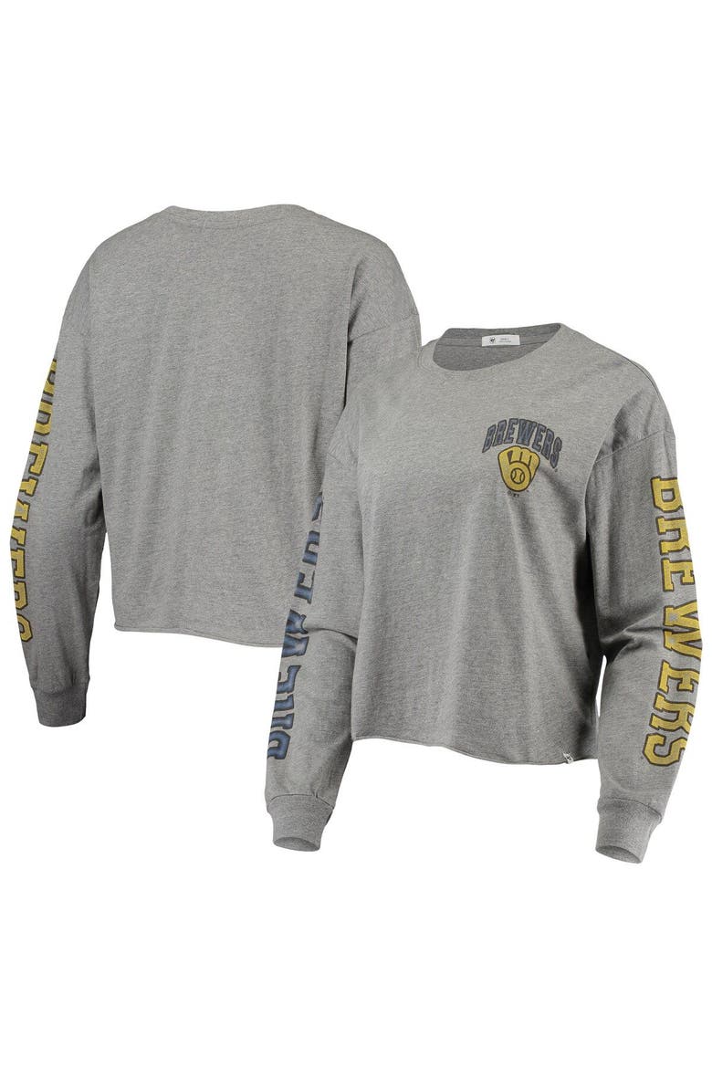 Women's '47 Heathered Gray Milwaukee Brewers Ultra Max Parkway Long Sleeve T-Shirt, Alternate, color, Heather Gray