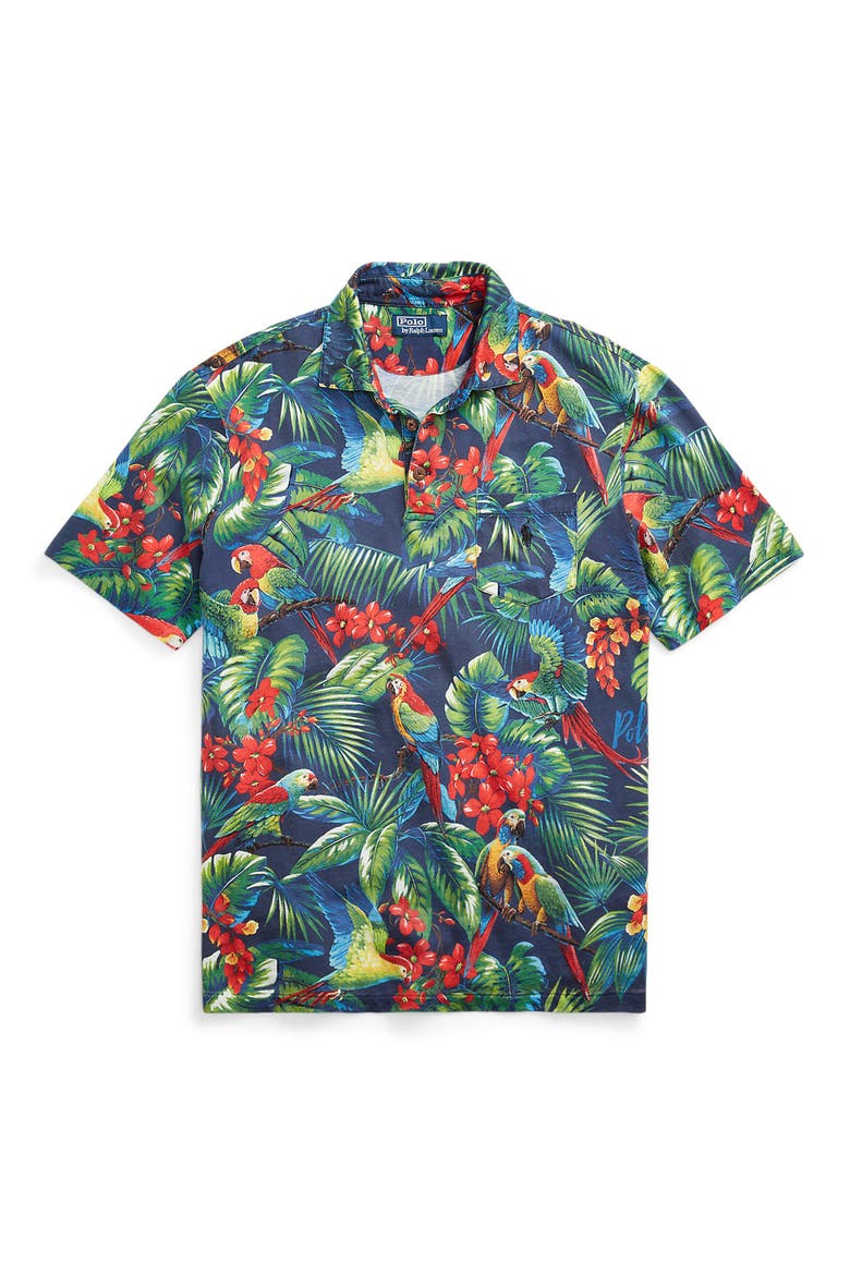Classic Fit Tropical Print Cotton Polo, Alternate, color, PARROT WITH POLO