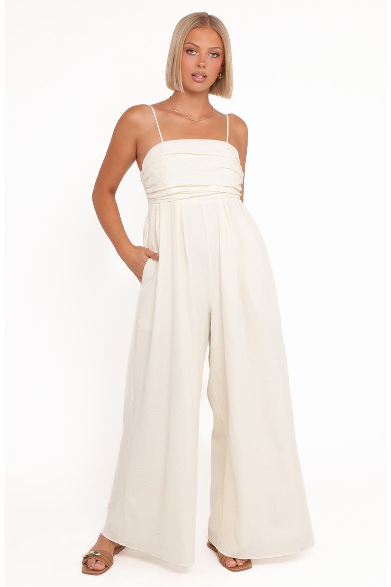 Priscilla Flowy Wide Leg Jumpsuit, Alternate, color, BUTTER