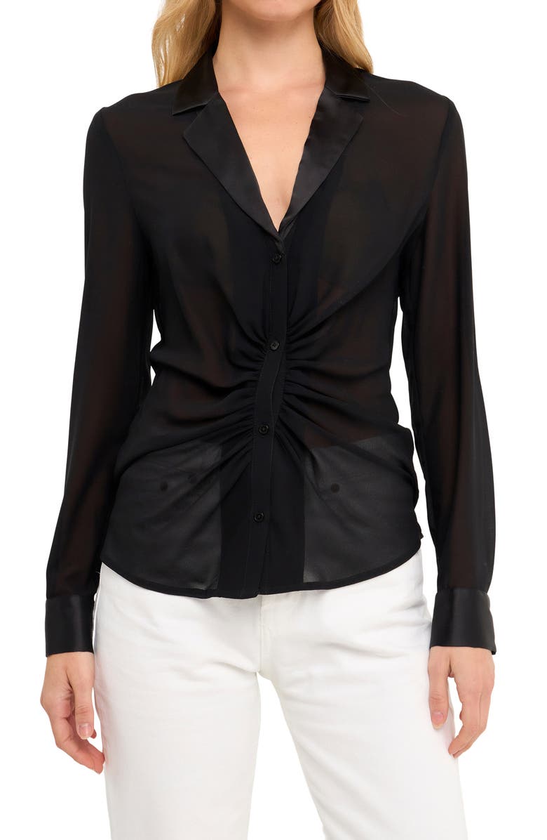 Endless Rose Ruched Front Chiffon Shirt, Main, color,