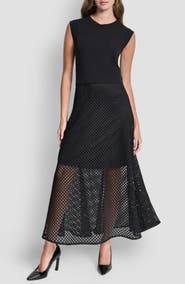 DKNY Fauchet Mixed Media Maxi Dress