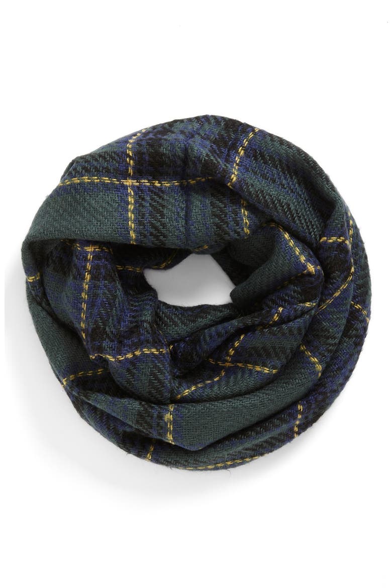 Plaid Infinity Scarf, Main, color, GREEN