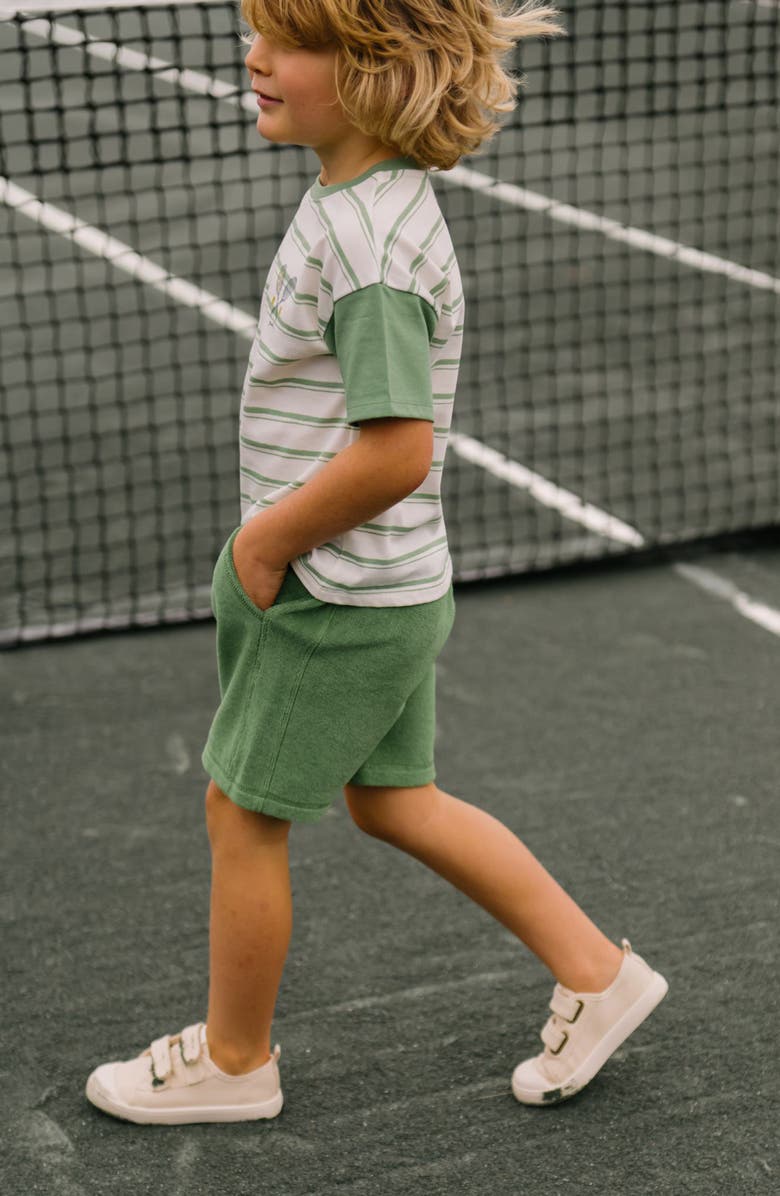 Pehr Kids' Classic Organic Cotton Terry Shorts, Alternate, color, Grass