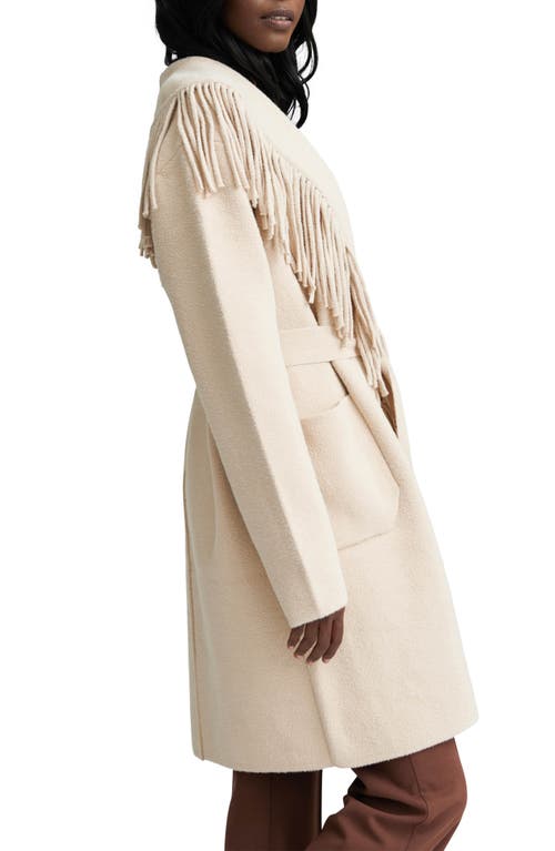 Nvlt Fringed Eyelash Knit Sweater Coat In White