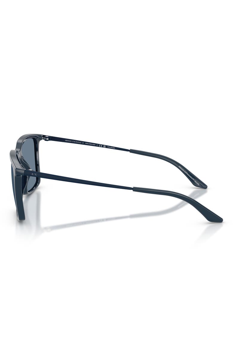 Armani Exchange 55mm Square Sunglasses, Alternate, color, Shiny Blue / Dark Blue Polar
