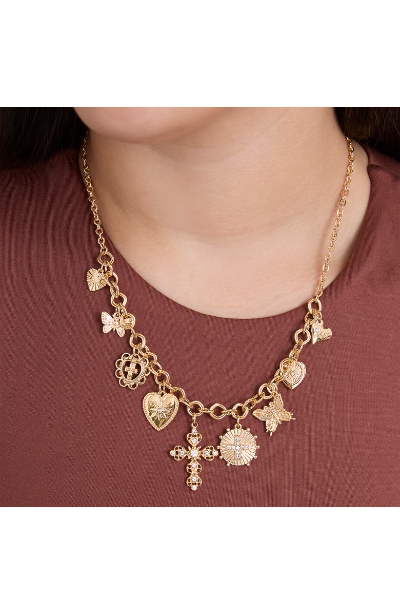 Jessica Simpson Gold Cross Necklace, Alternate, color, Gold