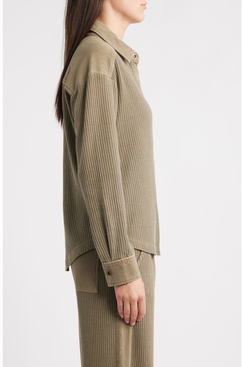 Camden Thermal Mixed Media Snap-Up Shirt, Alternate, color, LIGHT OLIVE