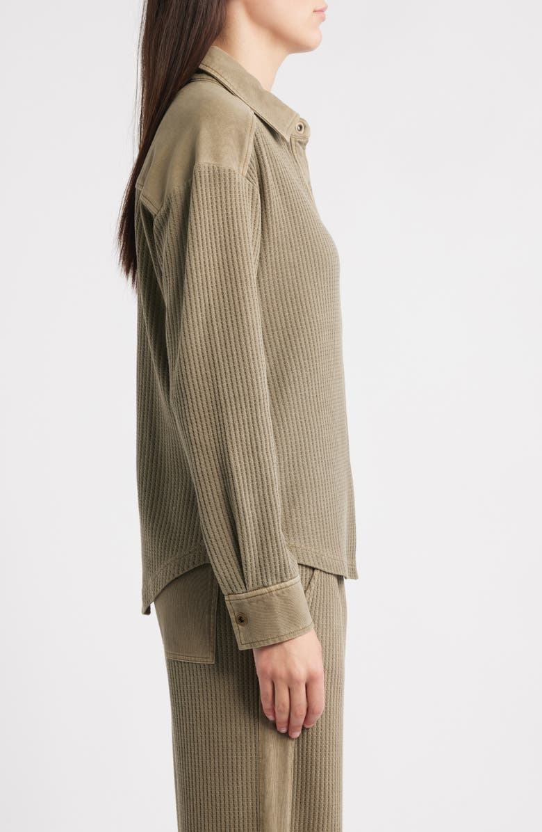 CITY BLUES Camden Thermal Mixed Media Snap-Up Shirt, Alternate, color, Light Olive