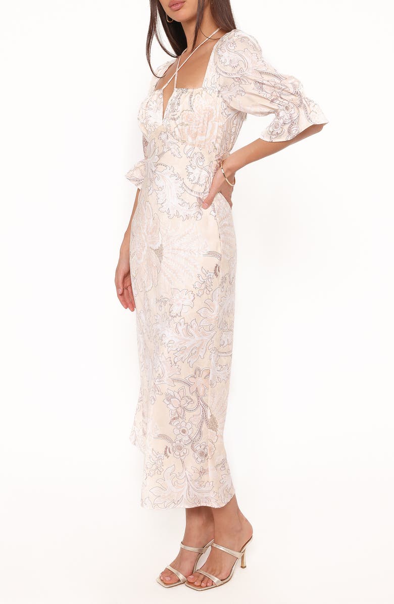Petal & Pup Pauline Floral Tie Neck Satin Maxi Dress, Alternate, color, Pastel Paisley