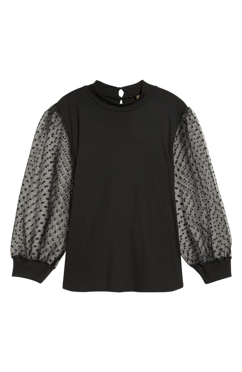 SUGARLIPS Swiss Dot Chiffon & Rib Top, Alternate, color,