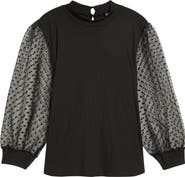 SUGARLIPS Swiss Dot Chiffon & Rib Top