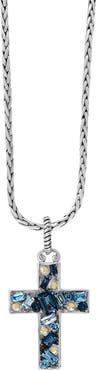 EFFY Sterling Silver Blue Topaz Cross Pendant Necklace
