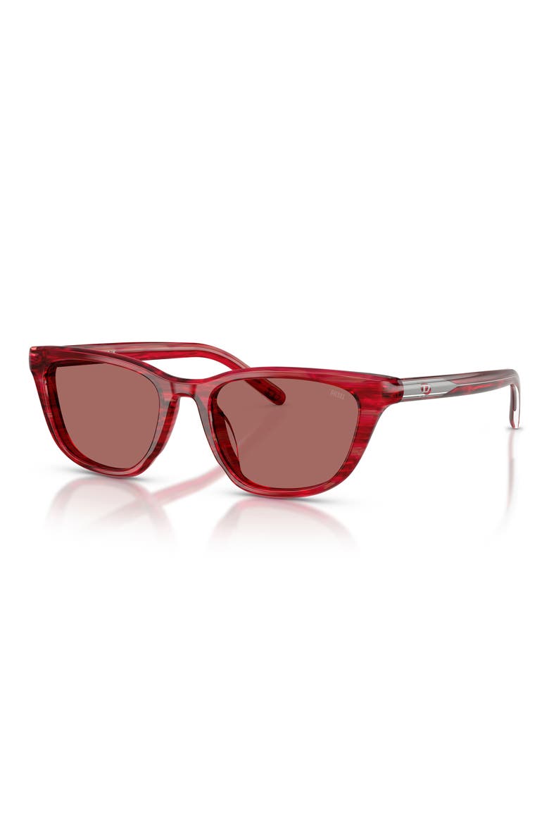 52mm Cat Eye Sunglasses, Alternate, color, STRIATED RED / DARK VIOLET