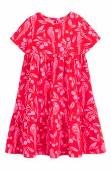 Mini Boden Kids' Ariel Parrot Print French Terry Twirly Dress