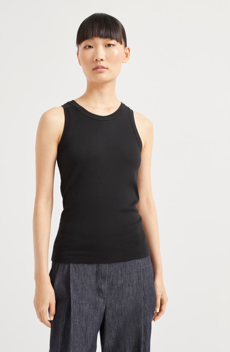 Brunello Cucinelli Ribbed jersey top, Alternate, color, 