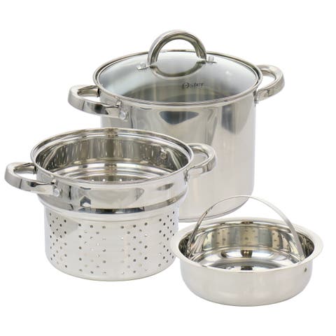 Sangerfield 5 Quart Stainless Steel Pasta Pot with Steamer Insert and Basket