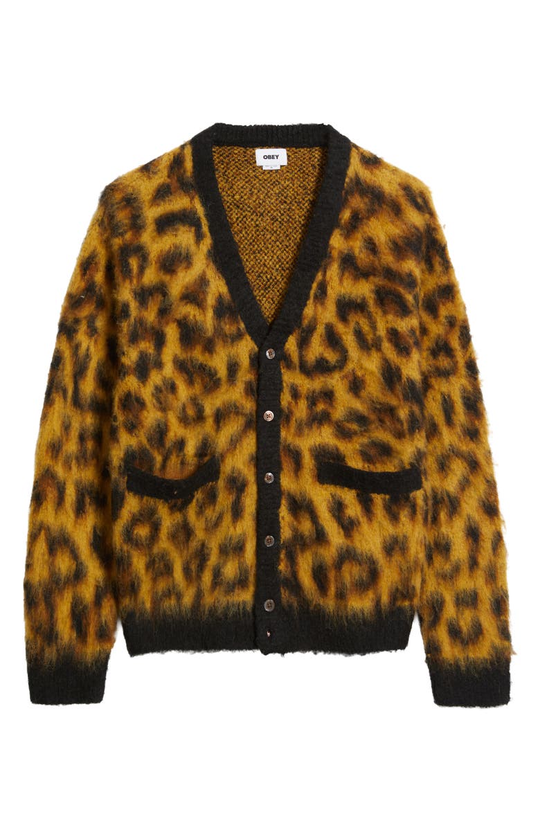 Obey Patron Cardigan, Alternate, color, Leopard