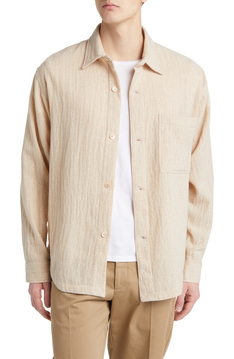 NN07 Adwin 5366 Puckered Wool Blend Button-Up Shirt Jacket, Main, color,