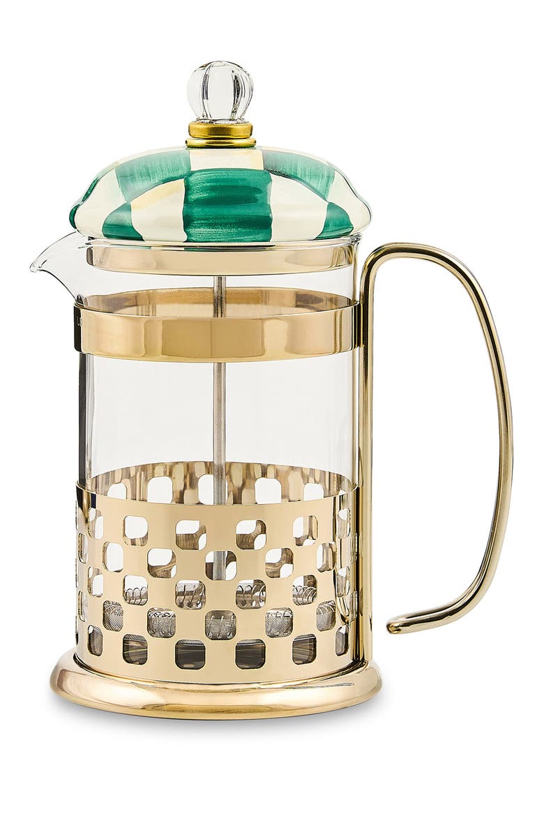 Emerald Check French Press, Main, color, EMERALD