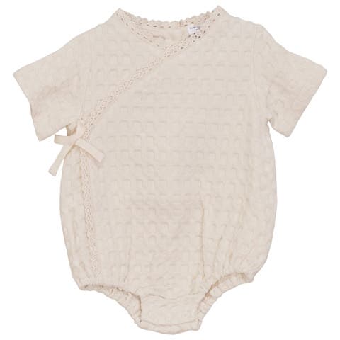 Textured Waffle Wrap Front Snap Closure Romper (Baby)