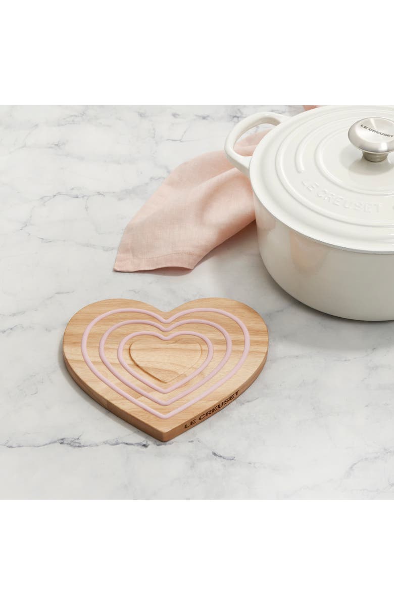 Le Creuset Magnetic Heart Wooden Trivet, Alternate, color,