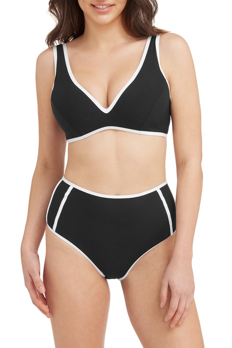 High Waist Swim Bottoms, Alternate, color, BLACK