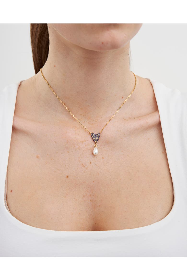 Jasmine Moon Butterfly & Pearl Necklace, Alternate, color, Gold