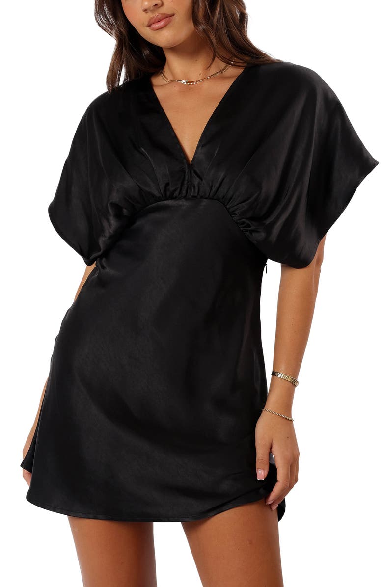 Petal & Pup Ricki Empire Waist Satin Minidress, Main, color,