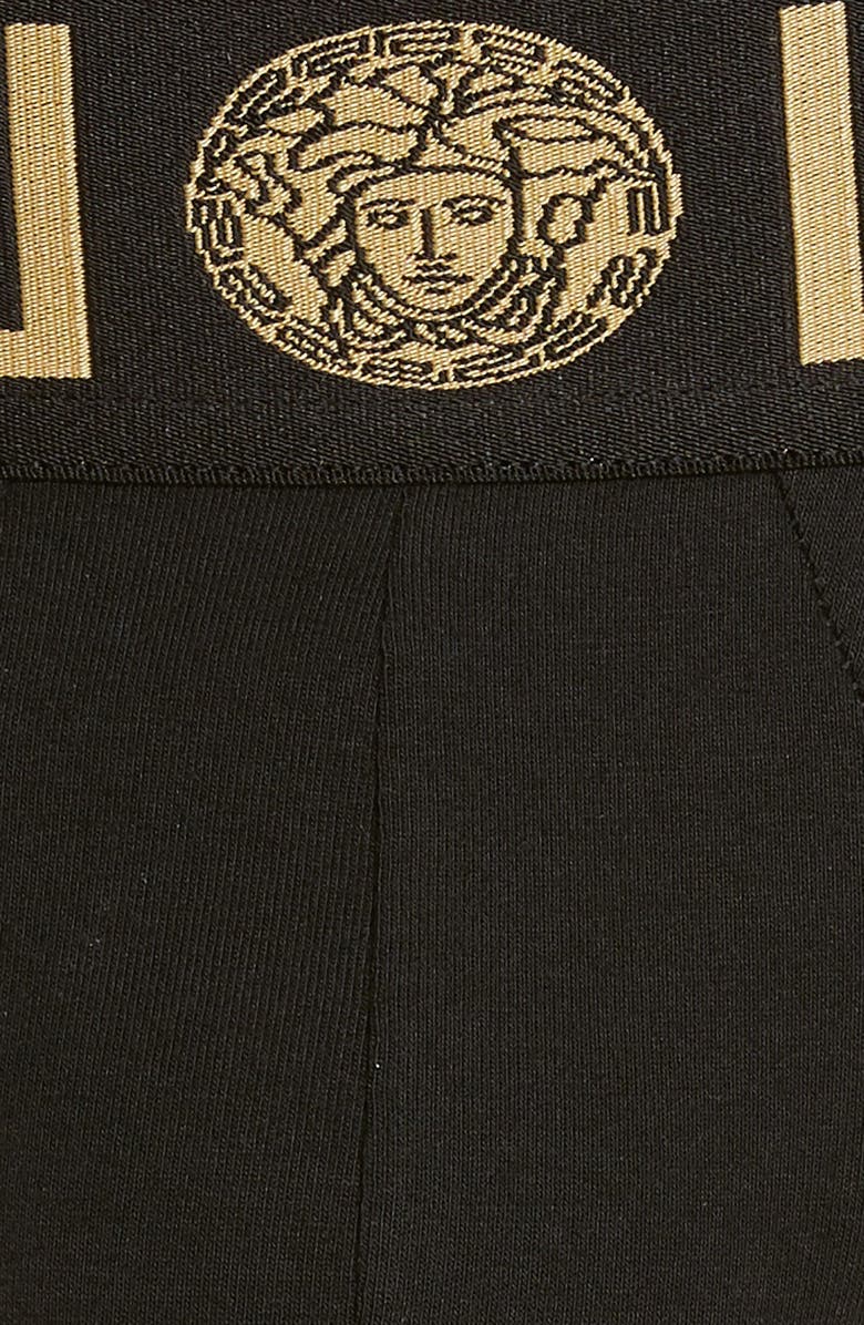 Versace First Line Logo Stretch Cotton Thong, Alternate, color,