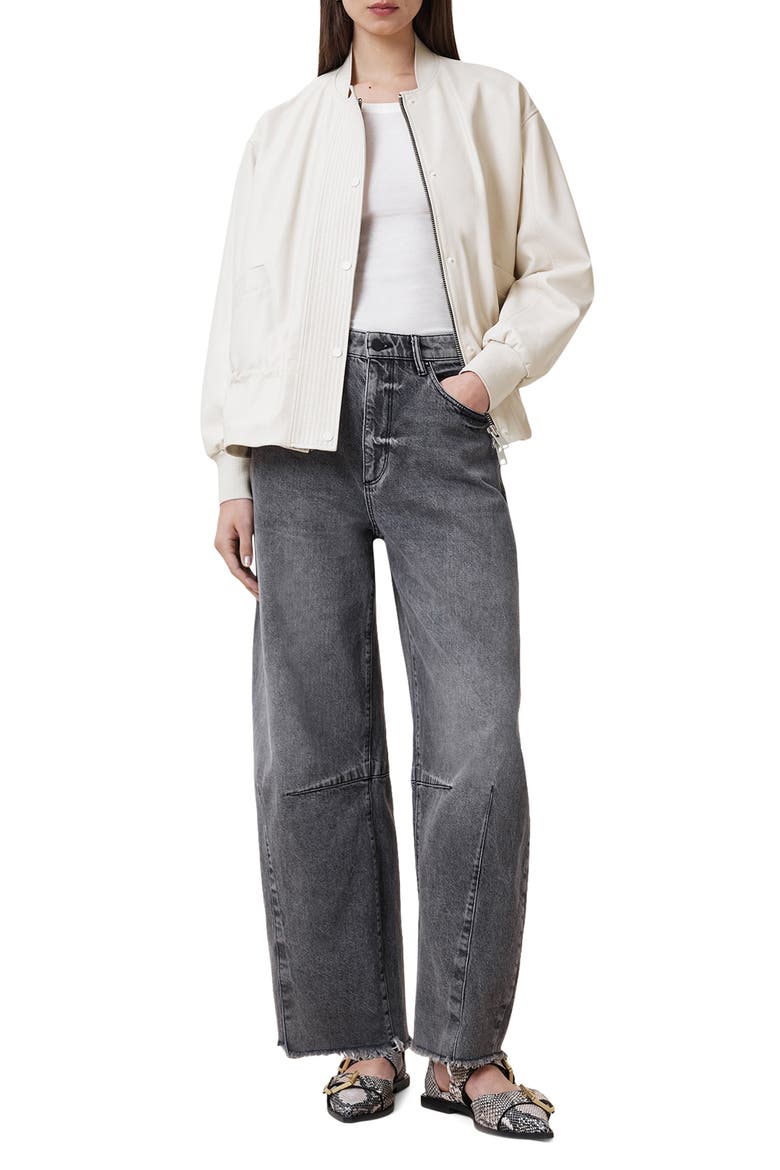Sofi Leather Bomber Jacket, Alternate, color, OFF WHITE
