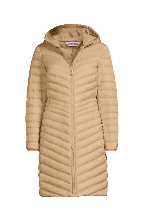 Lands' End Ultralight Packable Long Down Coat In Neutral