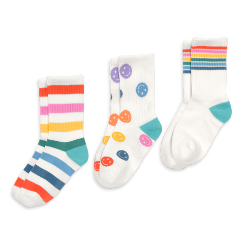 Kids Athletic Sock 3-Pack In Rainbow Mix