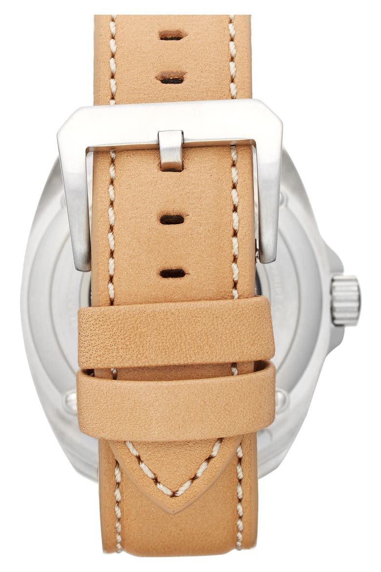 'Rambler' Dual Time Leather Strap Watch, 44mm, Alternate, color, ROYAL BLUE/ NATURAL