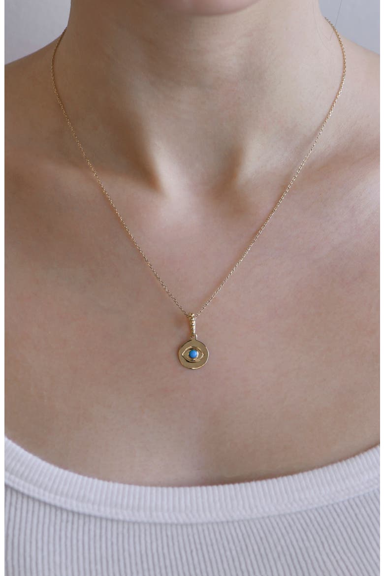 Evil Eye Disc Pendant, Alternate, color, TURQUOISE