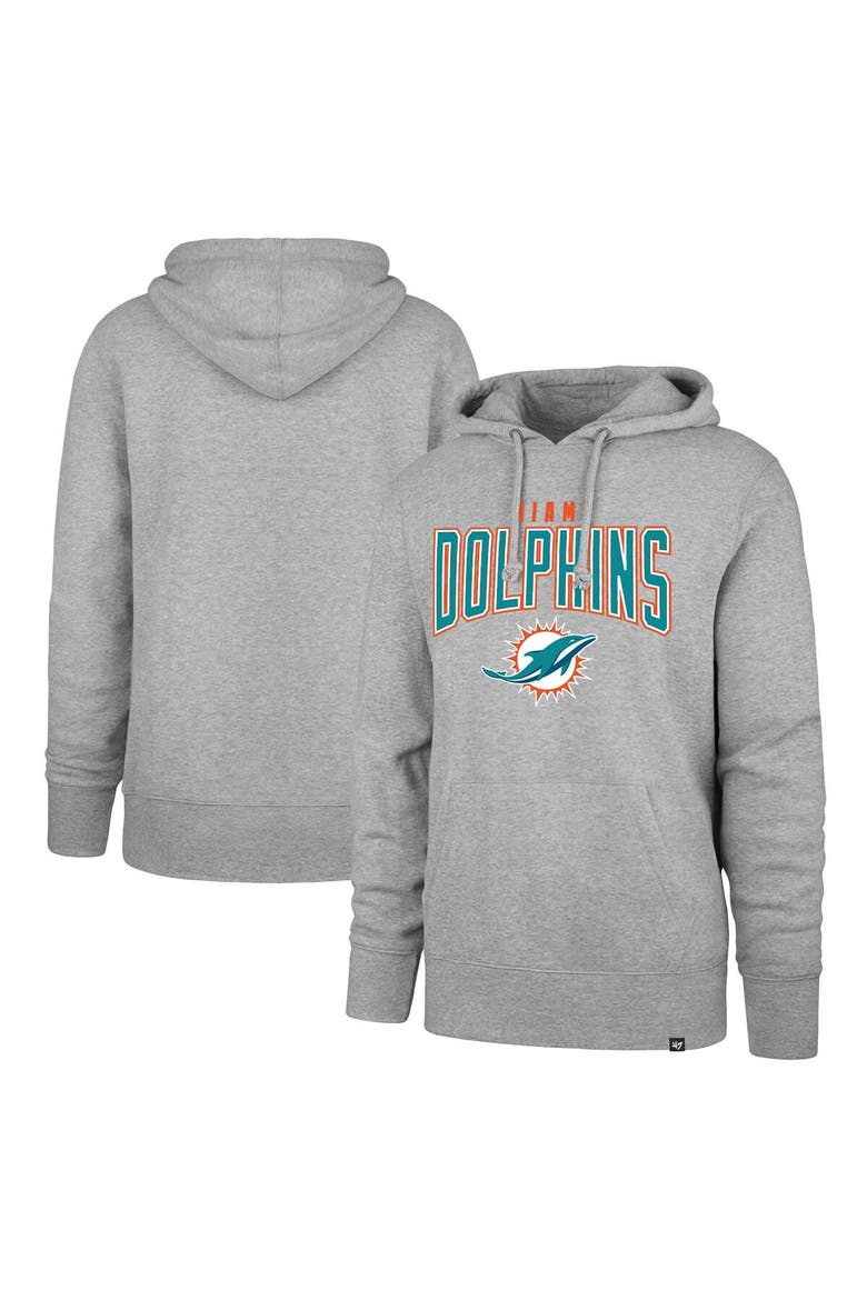 Men's '47 Gray Miami Dolphins Headline Pullover Hoodie, Alternate, color, Gray