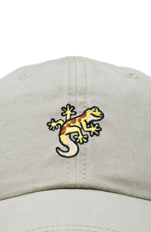 Dalix Gecko Embroidered Casual Cap In Washed Stone White