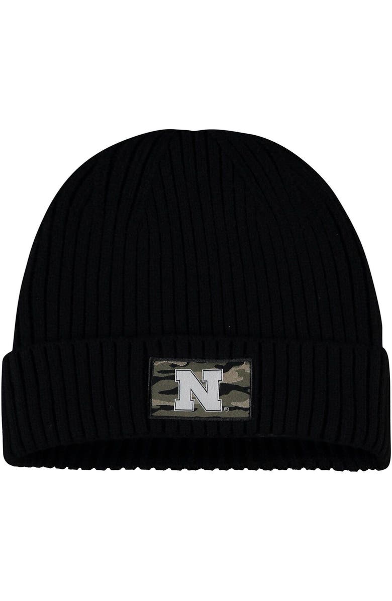 adidas Men's adidas Black Nebraska Huskers Military Appreciation Cuffed Knit Hat, Main, color,