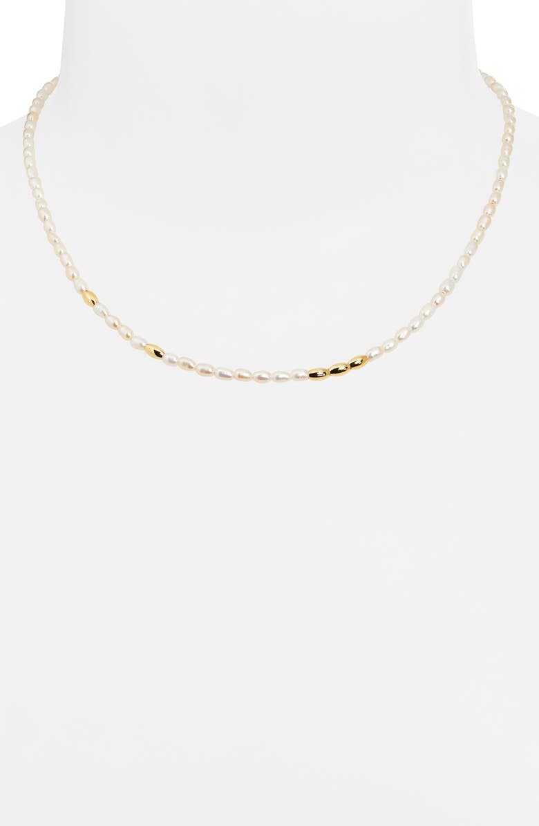 Nordstrom Beaded Freshwater Pearl Necklace, Alternate, color, 14K Gold Plated