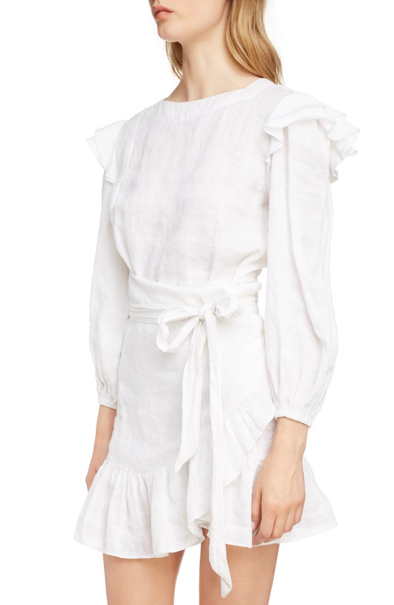 Isabel Marant Étoile Telicia Ruffle Linen Dress, Alternate, color, 