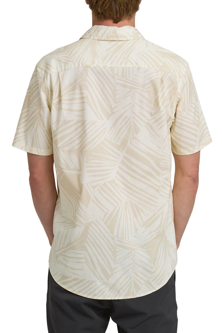 Aruba Palms Print Regular Fit Short Sleeve Cotton Button-Up Shirt, Alternate, color, SNOW WHITE
