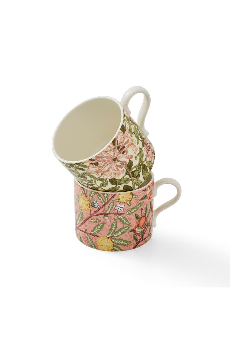 Morris & Co Set of 2 Porcelain Mugs, 12 oz, Alternate, color, Fruit & Honeysuckle