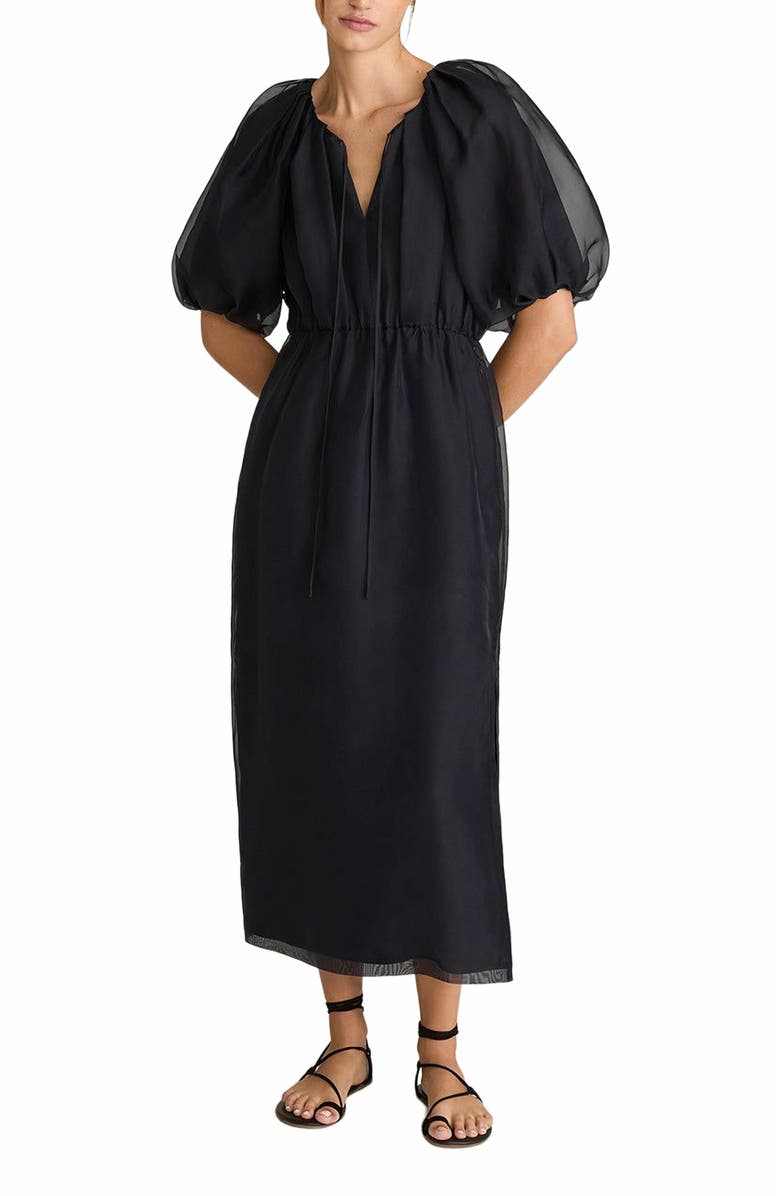 Rebecca Taylor Silk Chiffon Bubble Pencil Dress, Main, color, Midnight